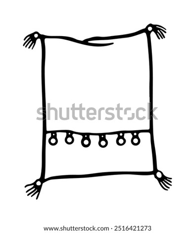 Rectangular decorative cushion. Doodle home bedroom pillow. Interior comfortable element. Throw pillow sketch isolated on white background. Sofa toss pillow sketch. Throw pillow vector illustration.