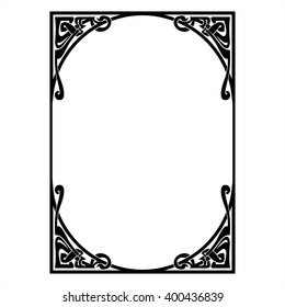 Rectangular decorative frame with art Nouveau.