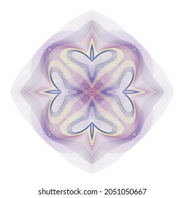 Rosette decorativo rectangular.Guilloche para dinero, certificados, diplomas. Vector.