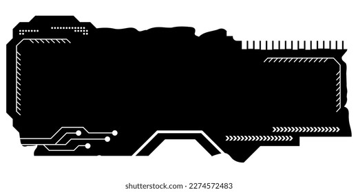 Rectangular design clipart in tech style isolated on white. Short tech plate with copy space. Clipart.