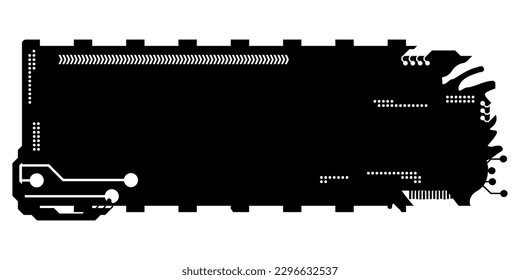 Rectangular design clipart in tech style isolated on white. Short tech plate with copy space. Vector clipart.