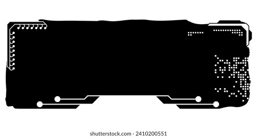 Rectangular design clipart in tech style isolated on white. Short tech plate with copy space. Vector clipart.