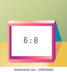 rectangular desk picture of photo frame mockup on soft color background. Banner or poster template, decorative design element. Realistic vector illustration