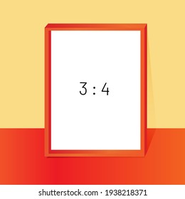 rectangular desk picture of photo frame mockup on soft color background. Banner or poster template, decorative design element. Realistic vector illustration