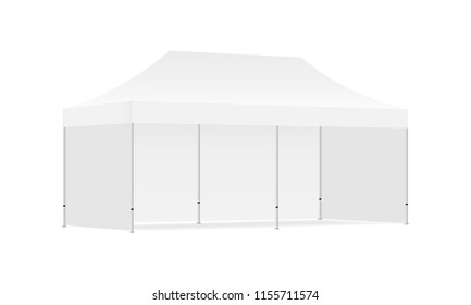 Rectangular display tent mockup - half side view. Vector illustration