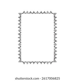 A rectangular edge border edge with scallop and dashes. Hand drawn in black. 