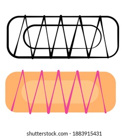 Rectangular elongated biscuits. Outline view and color plain image. Vector graphics, flat illustration