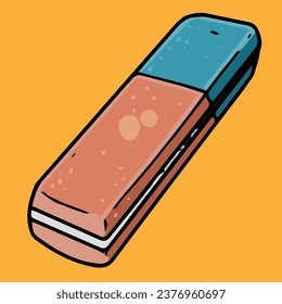 rectangular eraser in red and blue colors