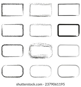 Rectangular exclusive figures. Long vertical frames. Brush rectangles of different sizes.