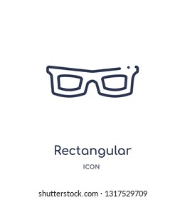 rectangular eyeglass frame icon from tools and utensils outline collection. Thin line rectangular eyeglass frame icon isolated on white background.