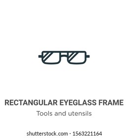 Rectangular eyeglass frame vector icon on white background. Flat vector rectangular eyeglass frame icon symbol sign from modern tools and utensils collection for mobile concept and web apps design.