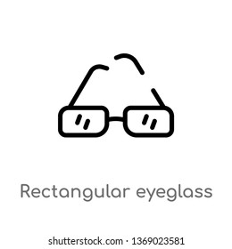 rectangular eyeglass frame vector line icon. Simple element illustration. rectangular eyeglass frame outline icon from woman clothing concept. Can be used for web and mobile