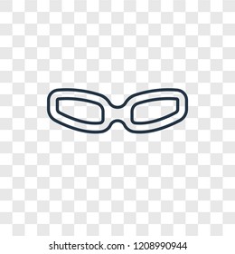 Rectangular eyeglasses concept vector linear icon isolated on transparent background, Rectangular eyeglasses concept transparency concept in outline style