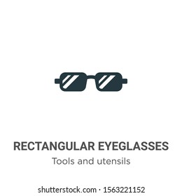 Rectangular eyeglasses vector icon on white background. Flat vector rectangular eyeglasses icon symbol sign from modern tools and utensils collection for mobile concept and web apps design.