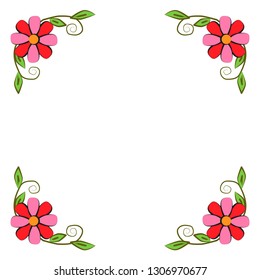 Rectangular floral border frame template with decorative corners. Vector design illustration. EPS10
