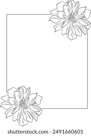 Rectangular floral border frame template with decorated corners