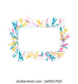 Rectangular floral frame isolated on white background