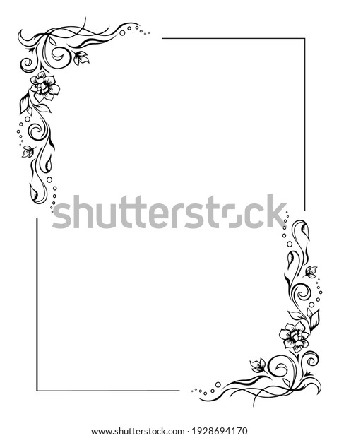 Rectangular Floral Frame Rose Border Template Stock Vector (Royalty ...