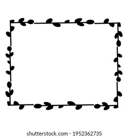 Rectangular floral frame. Vector flat illustration isolated on a white background. Design for invitations, postcards, printing