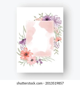 rectangular flower frame with watercolor flowers