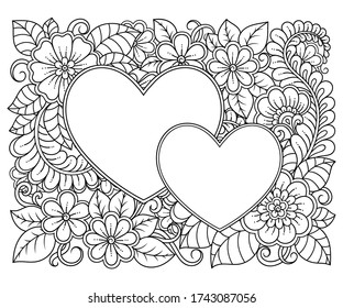 Illustration Flowers Heart Valentines Day Doodle Stock Vector (Royalty ...