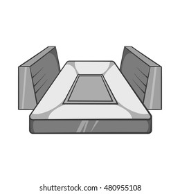 Rectangular football stadium icon in black monochrome style isolated on white background. Championship symbol vector illustration