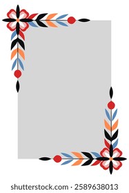 Rectangular frame with abstract folk pattern of symbols.