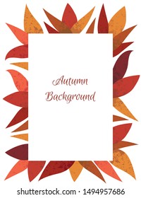 Rectangular frame of autumn leaves with texture. 