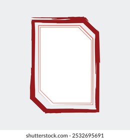 a rectangular frame with a bold, reddish-brown outer border that has a textured, brushstroke effect, giving it an artistic and dynamic look. 