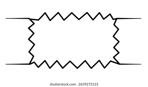 Rectangular frame with a bold, zigzag border. A simple and edgy graphic for text boxes, coupons, or modern, abstract designs.