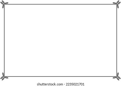 Rectangular frame of border. Design simple line black on white background. Design print for illustration, certificate, background, banner. Set 11