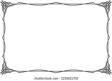 Rectangular frame of border. Design simple line black on white background. Design print for illustration, certificate, background, banner. Set 9