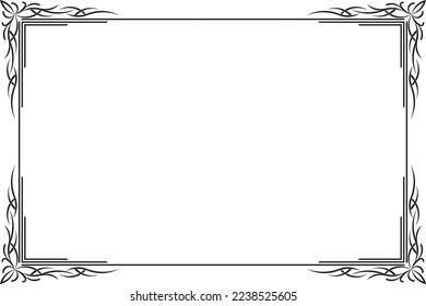 Rectangular of frame border vector. Design element corner black on white background. Design print for illustration, certificate, card, background. Set 21