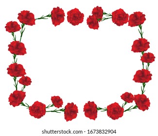 rectangular frame of carnations illustration
