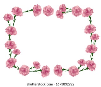 rectangular frame of carnations illustration