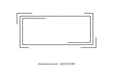 Rectangular frame with clean, modern line art corners. A minimalist border element for text boxes, quotes, or contemporary designs.