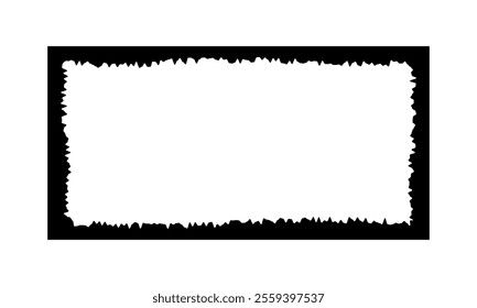Rectangular frame for collage, photo or picture with ripped inner borders. Sheet of paper with torn inside edges. Vector graphic illustration.