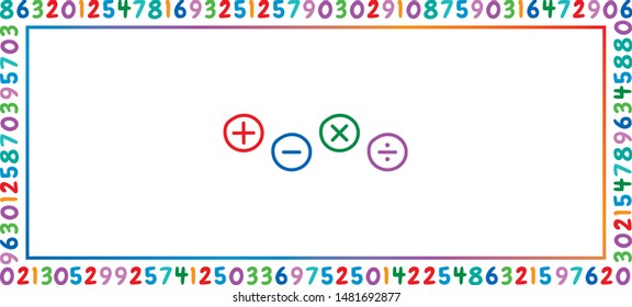 rectangular frame from colored numbers. hand drawn numbers