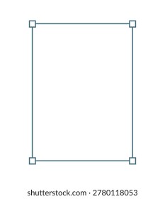Rectangular Frame with Corner Square Markers Isolated on White Background Minimal UI Selection Box.