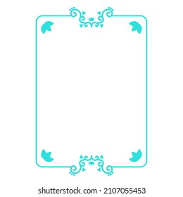 Rectangular frame decorated with patterns, rounded corners.