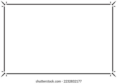 Rectangular frame with decorative corner. Design border line black on white background. Design print for illustration, certificate, brochure, photo. Set 5