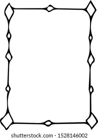 Rectangular frame with doodles rhombuses. hand drawn border in scandinavian simple liner style.