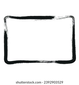 a rectangular frame is drawn with brush strokes in ink