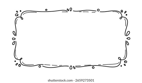 Rectangular frame with an elegant, hand-drawn decorative swirl border. A simple and classic graphic for invitations, branding, or logos.