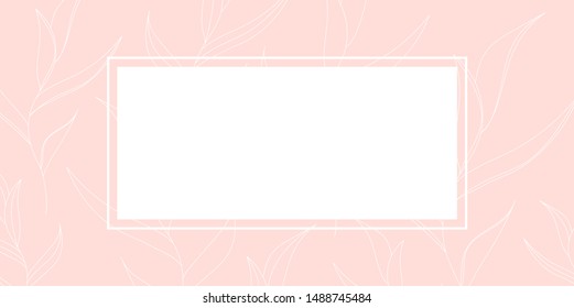 Rectangular frame. Empty white space on the cute pink background. Perfect for invitations, congratulations card, post card, letters