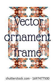 rectangular frame etnic ornament Frame with hand-drawn ikat motif ornament.