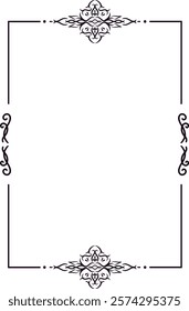 Rectangular frame featuring elegant floral ornaments at each corner and along the sides, providing a sophisticated border for various design applications