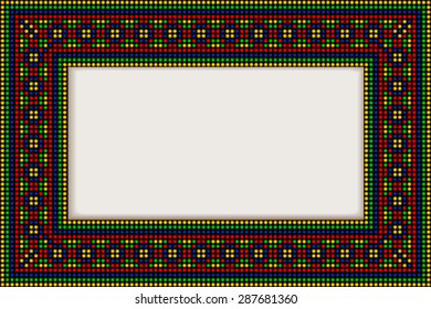 The rectangular frame in folk style. Vector illustration.