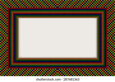 The rectangular frame in folk style. Vector illustration.