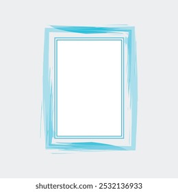 a rectangular frame with a fresh, light blue color scheme. The outer border has a dynamic, brushstroke effect, giving it an artistic